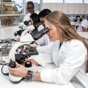 Image of students in a microbiology lab