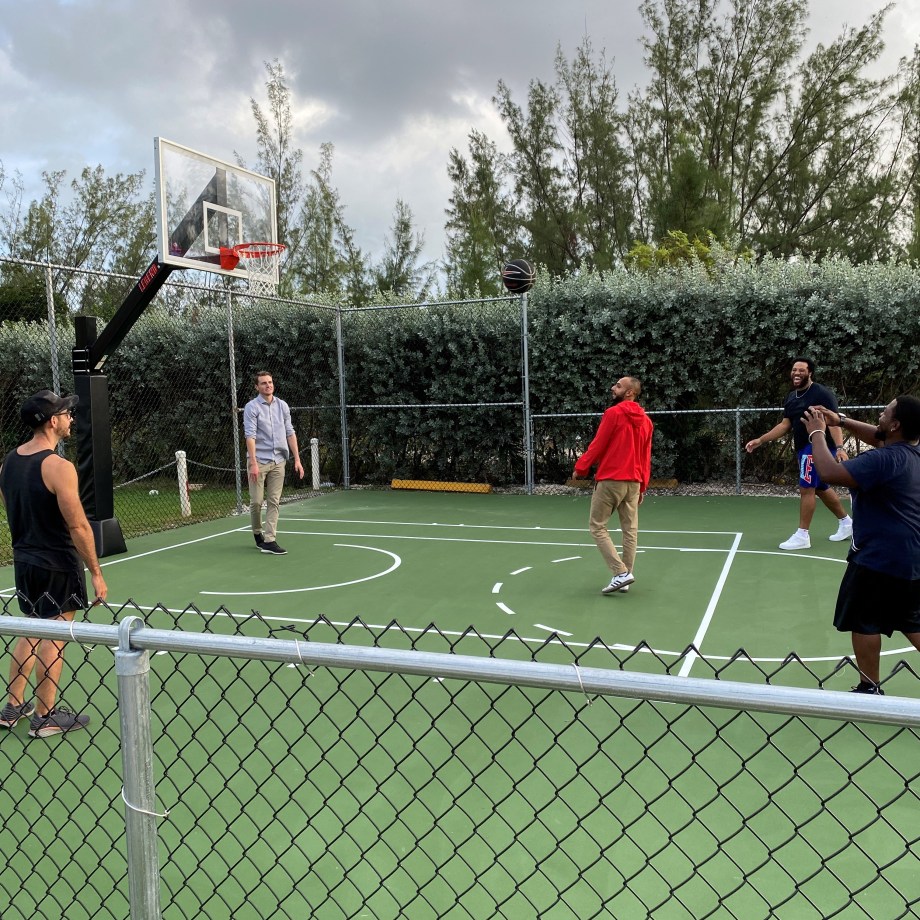 SMU students take time out from studying to play some basketball